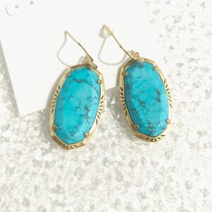 Kendra Scott | Elle - Vintage Gold Variegated Turquoise Etch Frame Earrings